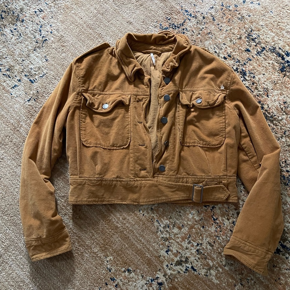 Mustard Brown Corduroy Cropped Jacket